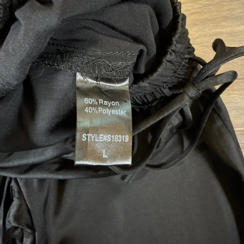 Talulah Black Satin‎ Drawstring Jogger Pants S18319 Womens Large